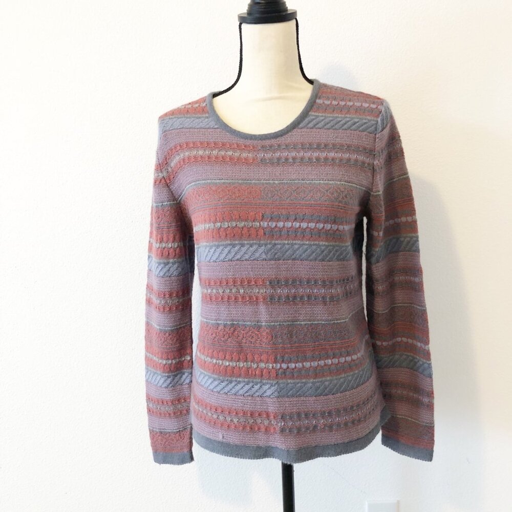 MFH Knits Sweater Womens Large Alpaca Blend Multicolored Knit Striped Purple